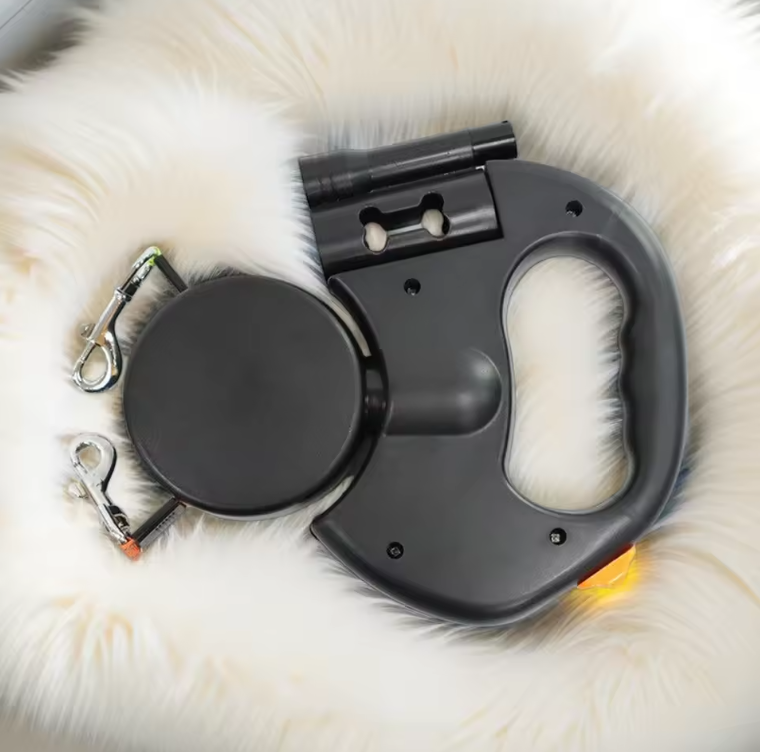 Auto Retractable Double-Ended Dog Leash 3m with LED Flashlight Waste Bag Box Roulette 360 Degree Dual Traction Rope Pet Supplies