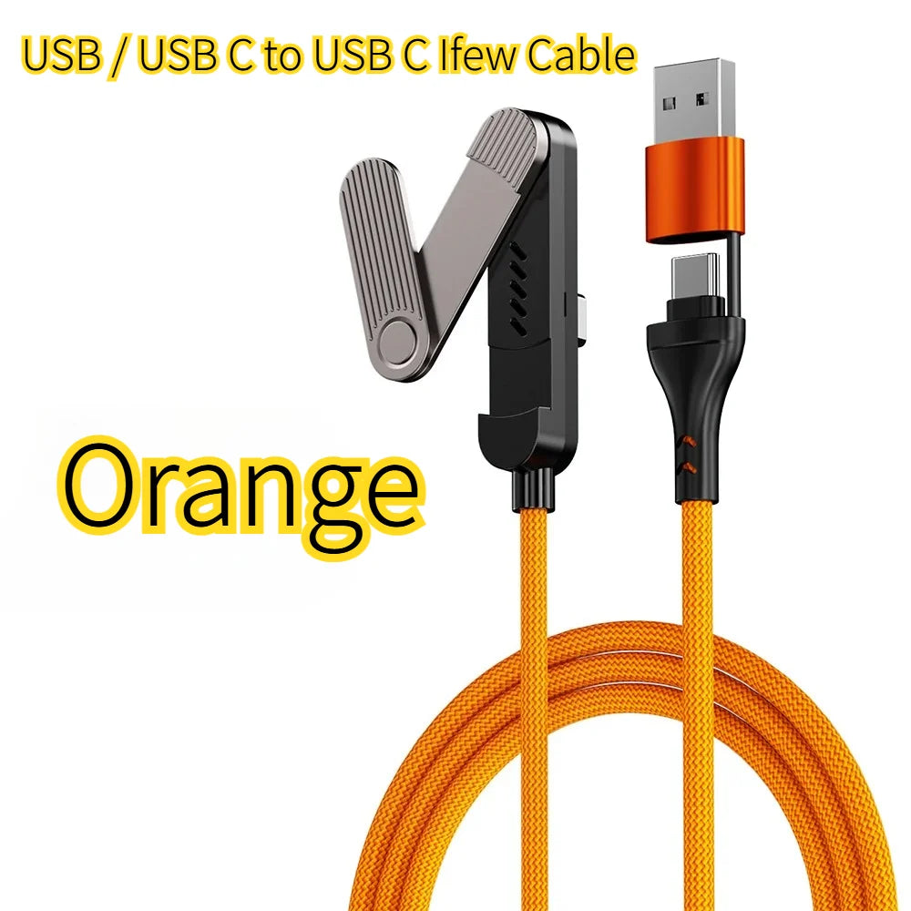 USB Type C Flat Charger Charging Cable C Kick Cable Stand Invisible Support Foldable Phone Holder 240W Charge Bracket For iPhone