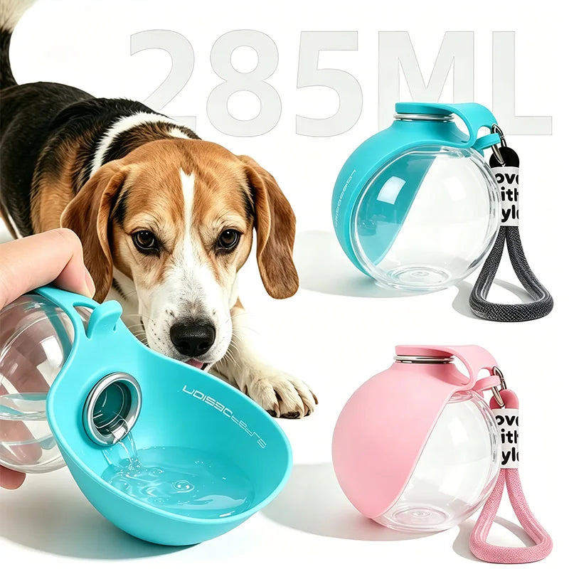 2-in-1 Portable Dog Water Bottle for Small Dogs - Leak-Proof & Compact Dog Travel Water Bottle -Plastic Bottle & Silicon