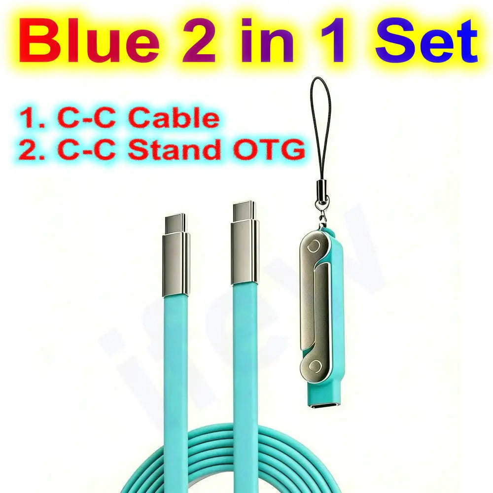 USB Type C Flat Charger Charging Cable C Kick Cable Stand Invisible Support Foldable Phone Holder 240W Charge Bracket For iPhone